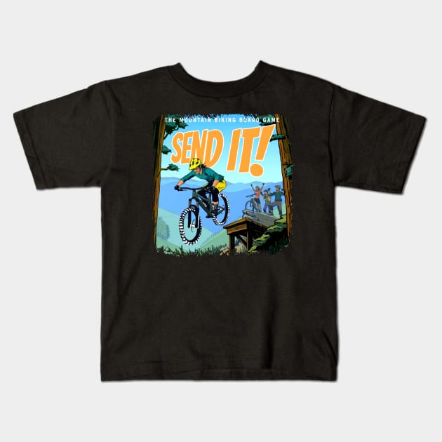 send it mountain bike Kids T-Shirt by zildiankarya